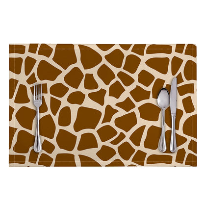 Brown Giraffe Pattern Print Placemat