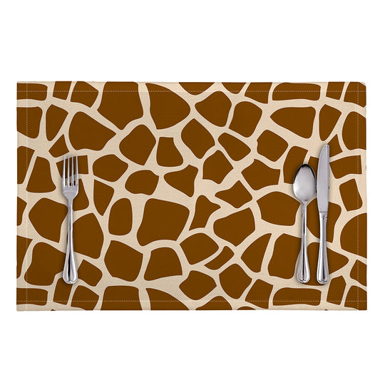 Brown Giraffe Pattern Print Placemat