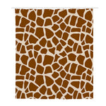 Brown Giraffe Pattern Print Polyester Shower Curtain