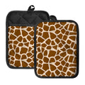 Brown Giraffe Pattern Print Pot Holders With Pocket