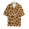 Brown Giraffe Pattern Print Rayon Hawaiian Shirt