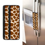 Brown Giraffe Pattern Print Refrigerator Handle Covers