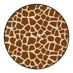Brown Giraffe Pattern Print Round Floor Mat