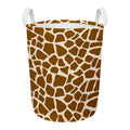 Brown Giraffe Pattern Print Round Laundry Basket