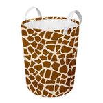 Brown Giraffe Pattern Print Round Laundry Basket