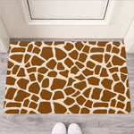 Brown Giraffe Pattern Print Rubber Doormat