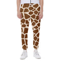 Brown Giraffe Pattern Print Joggers