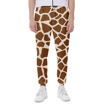 Brown Giraffe Pattern Print Scuba Joggers