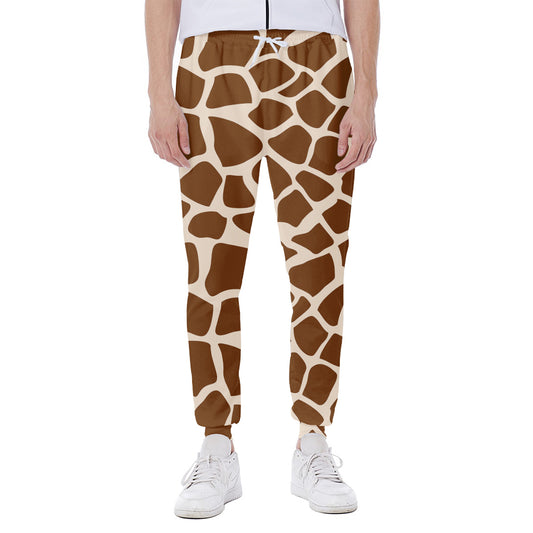 Brown Giraffe Pattern Print Scuba Joggers