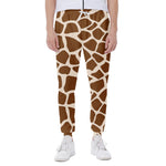 Brown Giraffe Pattern Print Scuba Joggers