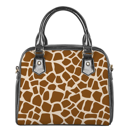 Brown Giraffe Pattern Print Shoulder Handbag