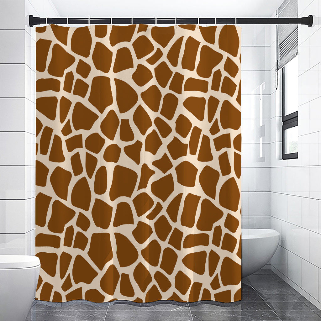 Brown Giraffe Pattern Print Shower Curtain