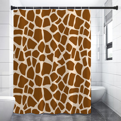 Brown Giraffe Pattern Print Shower Curtain