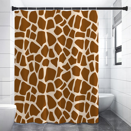Brown Giraffe Pattern Print Shower Curtain