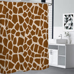 Brown Giraffe Pattern Print Shower Curtain