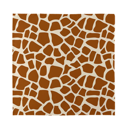 Brown Giraffe Pattern Print Silk Bandana
