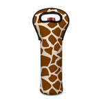 Brown Giraffe Pattern Print Single Neoprene Wine Tote