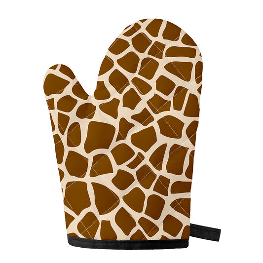 Brown Giraffe Pattern Print Single Oven Mitt