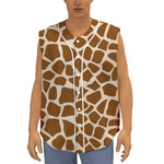 Brown Giraffe Pattern Print Sleeveless Baseball Jersey