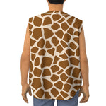 Brown Giraffe Pattern Print Sleeveless Baseball Jersey