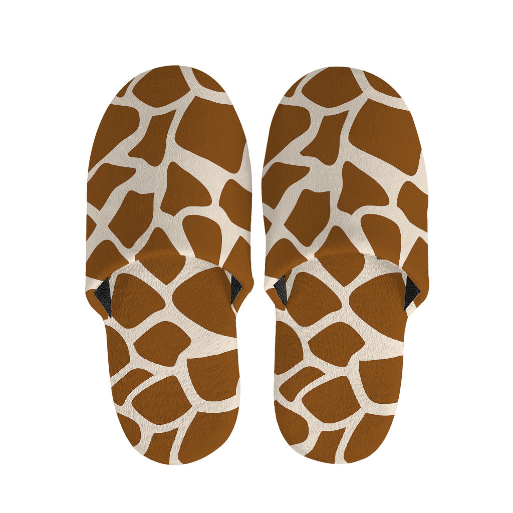 Brown Giraffe Pattern Print Slippers