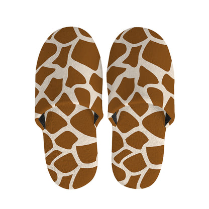 Brown Giraffe Pattern Print Slippers