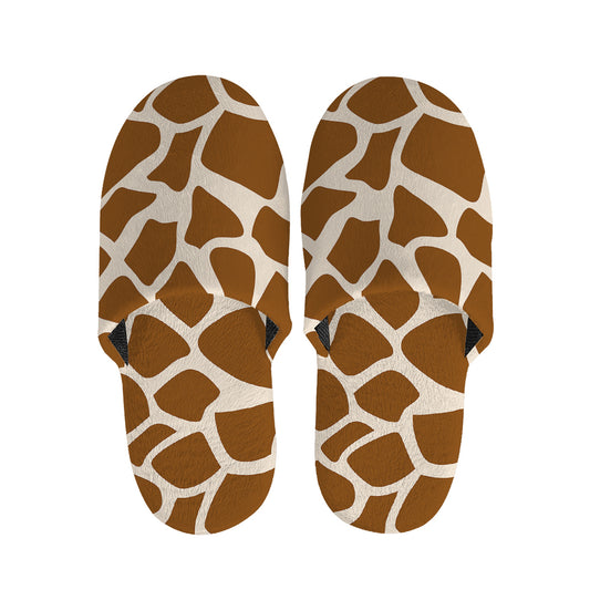Brown Giraffe Pattern Print Slippers