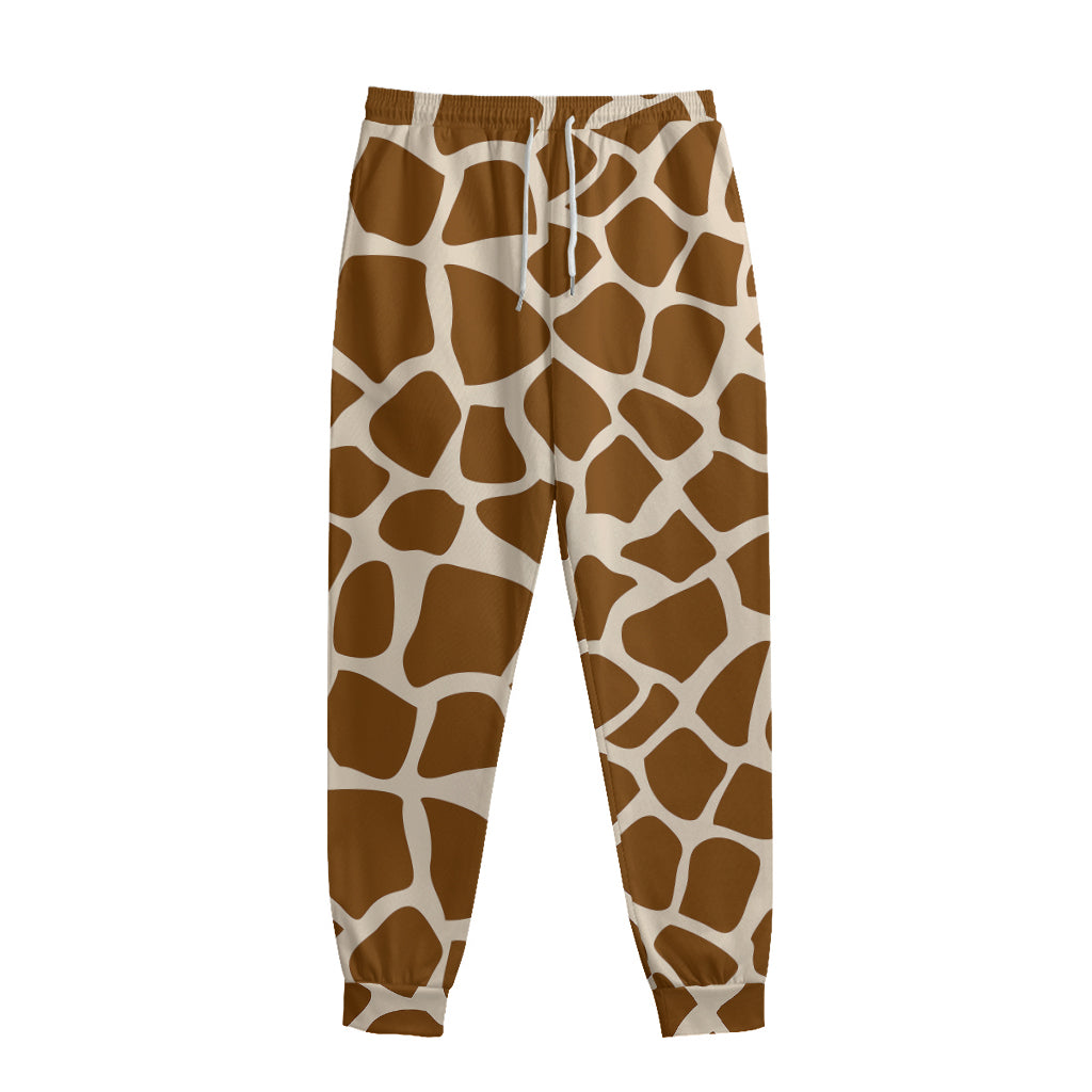 Brown Giraffe Pattern Print Sweatpants