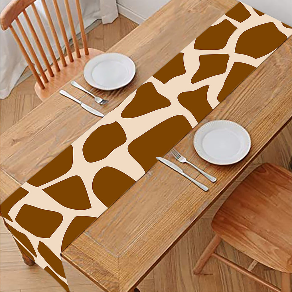 Brown Giraffe Pattern Print Table Runner