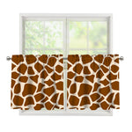 Brown Giraffe Pattern Print Tier Curtains
