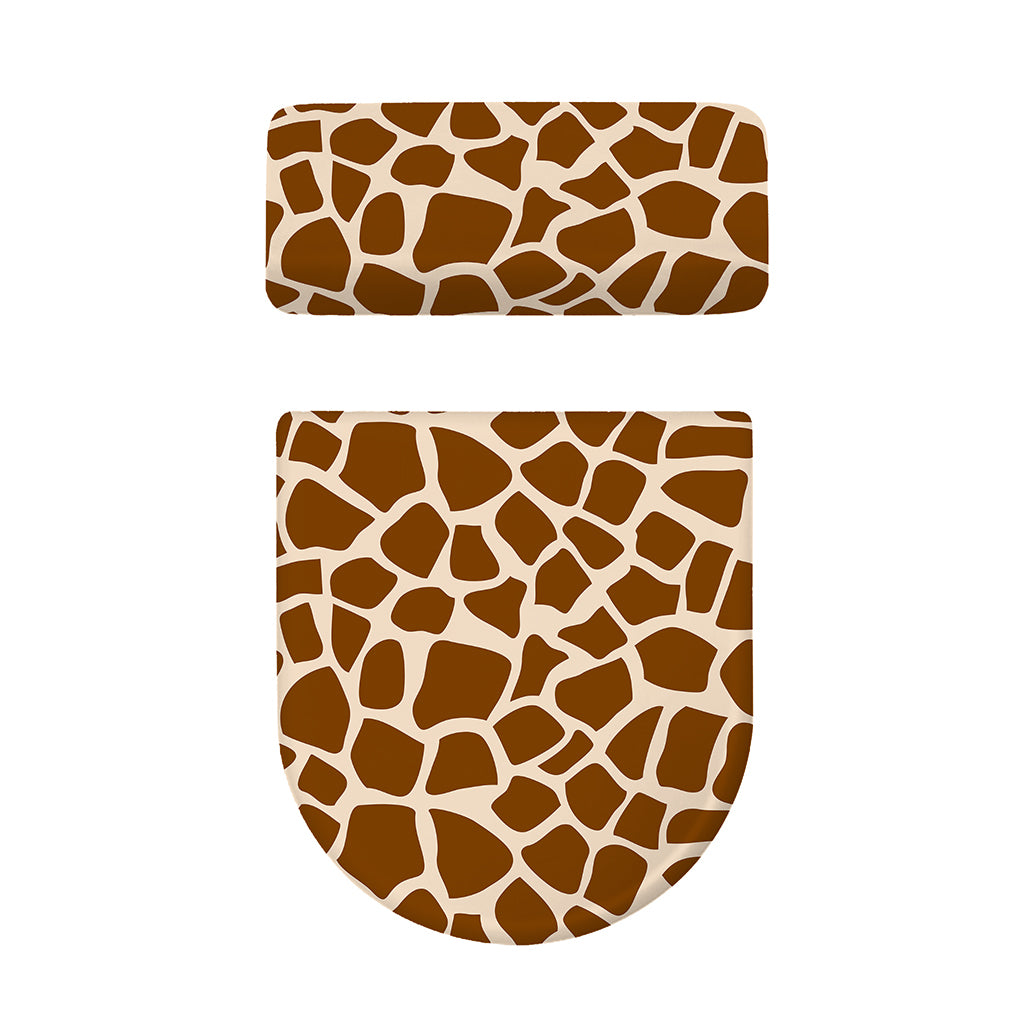 Brown Giraffe Pattern Print Toilet Lid And Tank Cover Set