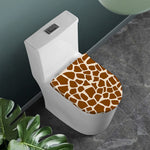 Brown Giraffe Pattern Print Toilet Lid Cover