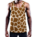 Brown Giraffe Pattern Print Men's Workout Tank Top