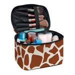 Brown Giraffe Pattern Print Travel Makeup Bag