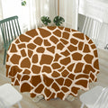 Brown Giraffe Pattern Print Waterproof Round Tablecloth