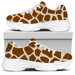 Brown Giraffe Pattern Print White Chunky Shoes