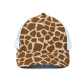 Brown Giraffe Pattern Print White Mesh Trucker Hat