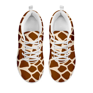 Brown Giraffe Pattern Print White Running Shoes