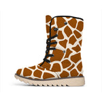 Brown Giraffe Pattern Print Winter Boots