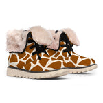 Brown Giraffe Pattern Print Winter Boots