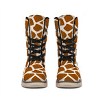 Brown Giraffe Pattern Print Winter Boots