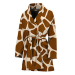 Brown Giraffe Pattern Print Women's Bathrobe