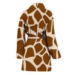 Brown Giraffe Pattern Print Women's Bathrobe