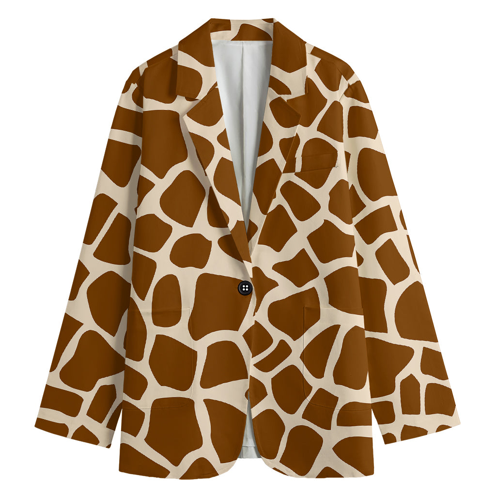Brown Giraffe Pattern Print Women's Blazer