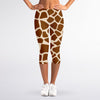 Brown Giraffe Pattern Print Women's Capri Leggings