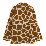 Brown Giraffe Pattern Print Women's Cotton Blazer