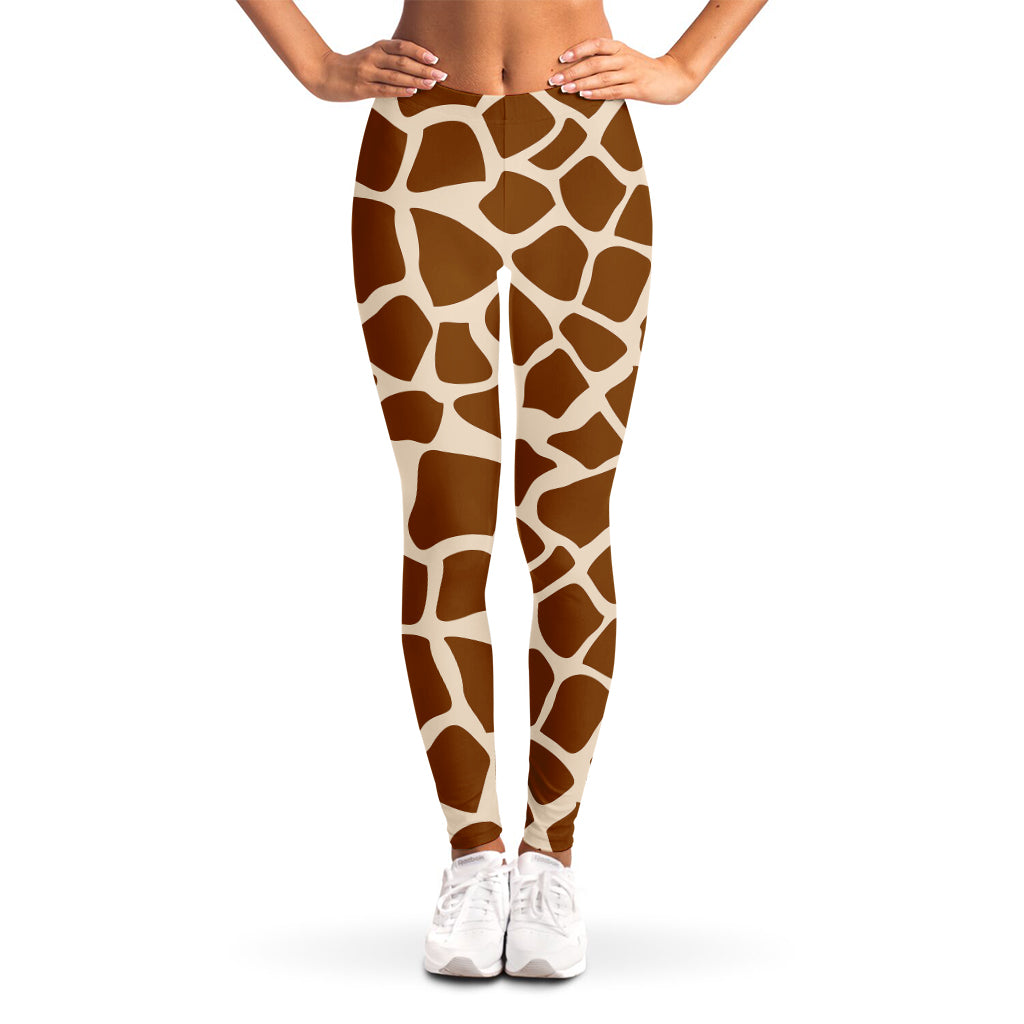 Brown Giraffe Pattern Print Women's Leggings