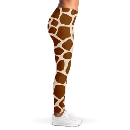Brown Giraffe Pattern Print Women's Leggings