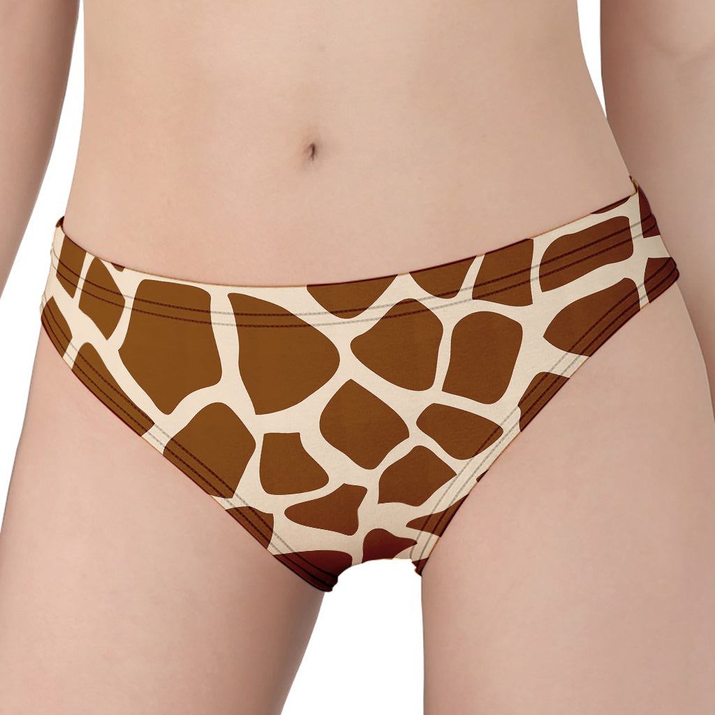 Brown Giraffe Pattern Print Women's Panties