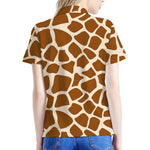 Brown Giraffe Pattern Print Women's Polo Shirt